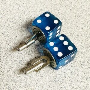 Vintage Pair Pepsi Cola Clear Blue Lucky Sided‎ Dice Cuff Links Casino RARE
